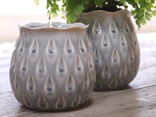 Teardrop Grey Ceramic Planter