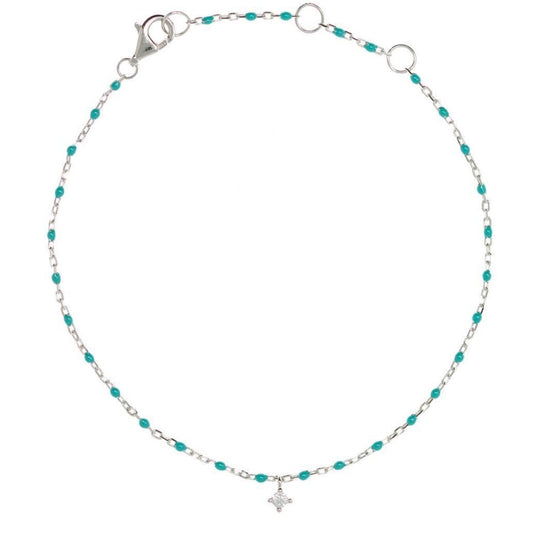 Silver Chain and Bead Bracelet - Turquoise
